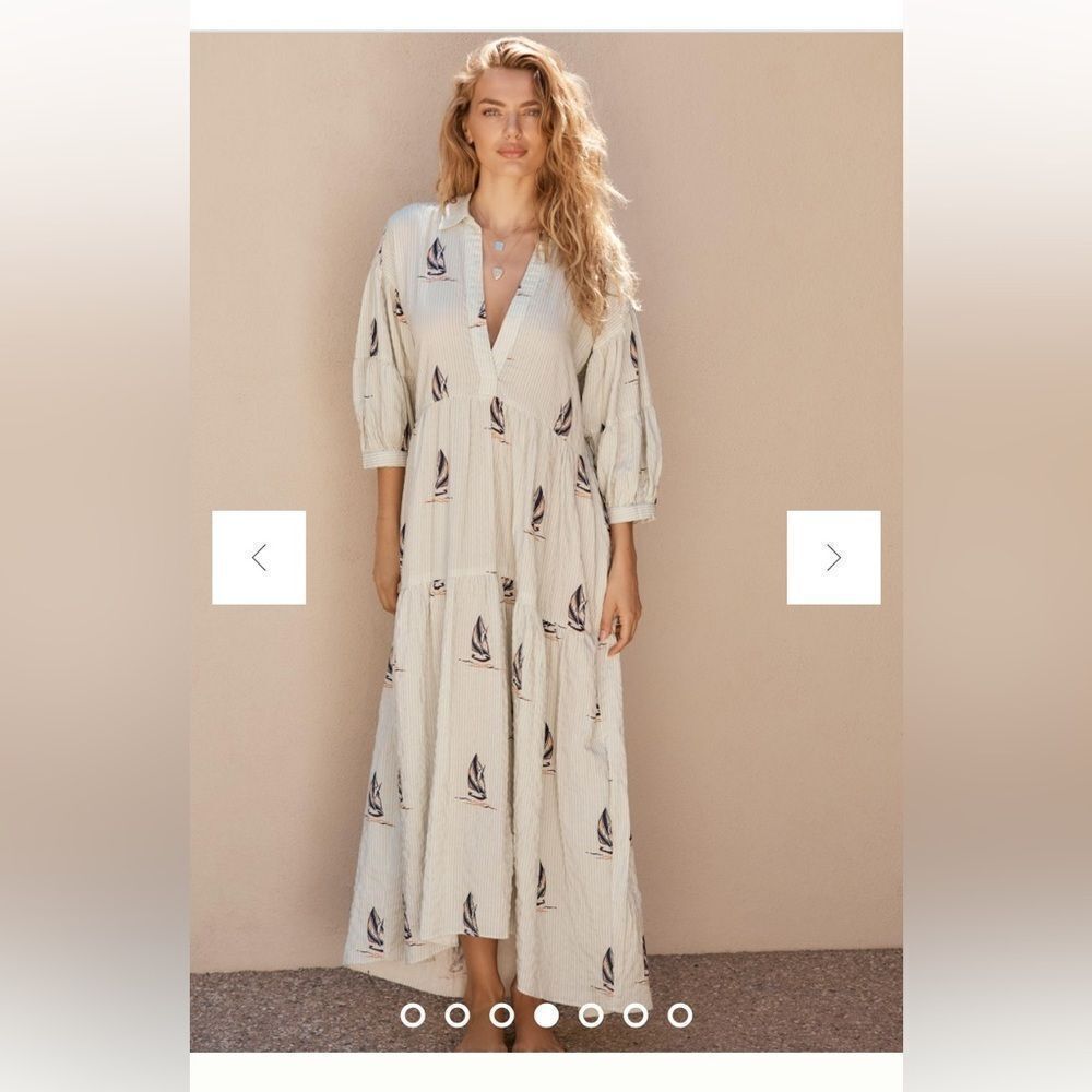 The Carolita Printed Tiered Shirt Dress By Anthropologie SailBoat
